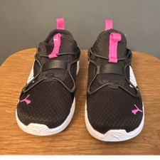 PUMA Unisex Kids Athletic Shoes Black Pink White Mesh US 9C EUR 25 194645-04
