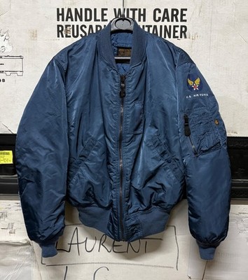 ORIGINAL US ALPHA INDUSTRIES JACKE FLIEGEN HERREN MA-1 BLAU MADE IN USA MEDIUM