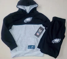 PHILADELPHIA EAGLES YOUTH SWEATPANTS HOODIE 2 PC SET S M L NWT POLYESTER BLACK