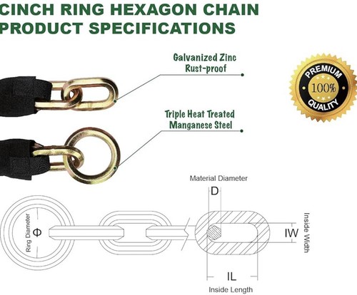 OKG Ultra Security Chain - 4.3ft x 10mm (3/8 in.) Thick Heavy Duty Chain - Picture 2 of 6
