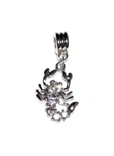 PENDANT/NECKLACE Large Hole Bail Rhinestones Scorpio Zodiac CLEAR SCORPION