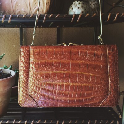 Bag Borsetta Con Catena VINTAGE Vera Pelle di Coccodrillo Alligator  Pochette