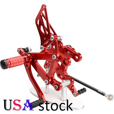 US Red Rearsets Adjustable Foot Pegs For Kawasaki ZX6R ZX9R 99-02 ZZR600