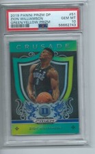 ZION WILLIAMSON 2019-20 PANINI PRIZM DRAFT CRUSADE GREEN YELLOW RC /249 PSA 10