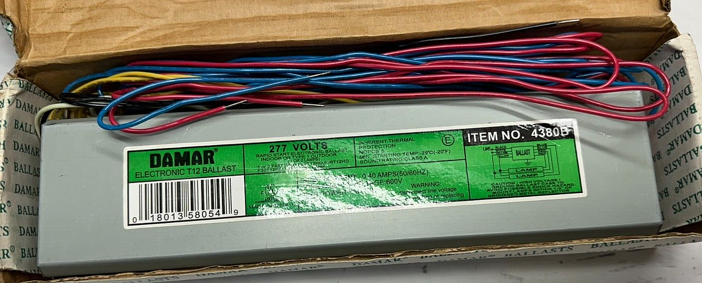DAMAR EL248HO-277HF Rapid Start Electronic Ballast 277V, 50/60Hz, 4380B ...