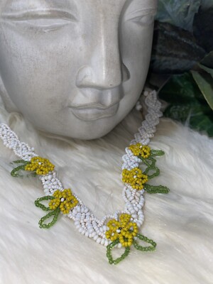 Miriam Haskell Early Daisy Beaded Glass Choker Style Twenties/Thirties Necklace!