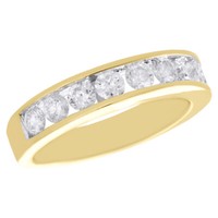 14K Gelbgold Kanal Set Diamant Ehering 4.75Mm JubiläUm Ring 1 Karat