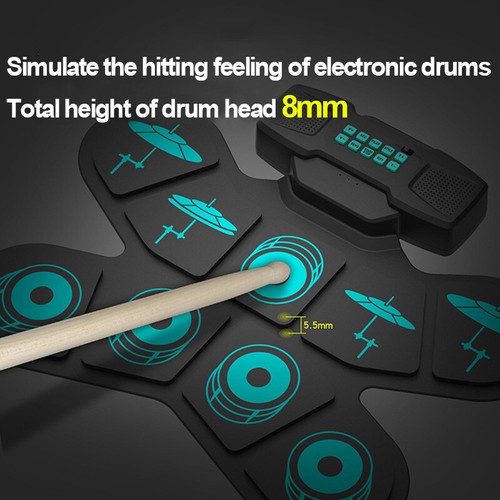 AU Electronic Drum Kids 9Pads Practice Drum Pads Roll-up Electric Drum Kit Gifts - Picture 8 of 14