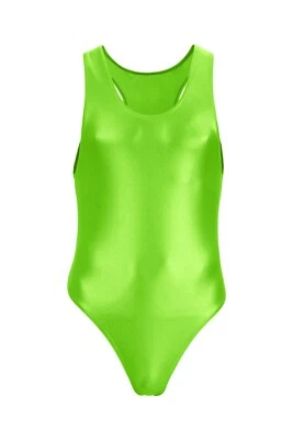 Herren Wetlook Stringbody Boxer Glanz stretch shiny elastisch hauteng neongrün - Bild 1 von 3