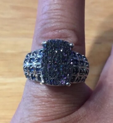 Vintage mehrfarbiger Druzy 925 Sterlingsilber Ring Größe 9 US