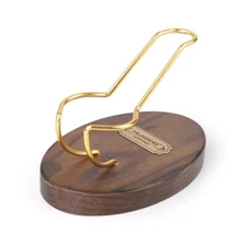 Wooden Tobacco Pipe Stand Rack Holder for 1 Smoking Pipe Round Shape Gold Slots