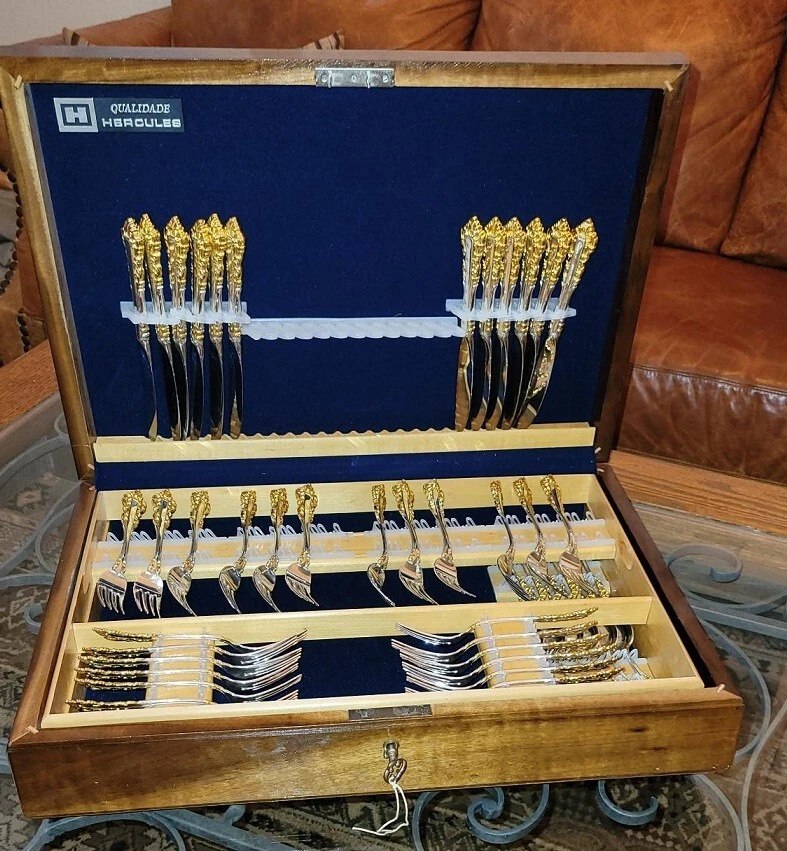 Gorham Golden Medici 12 place Sterling Silver Flatware Set with Storage Chest - Image 3 of 4