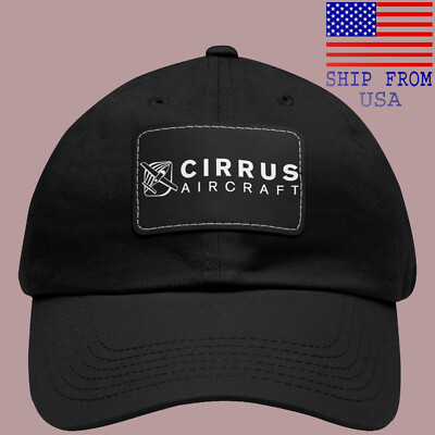 Cirrus Aircraft Black Dad Hat with Leather Patch