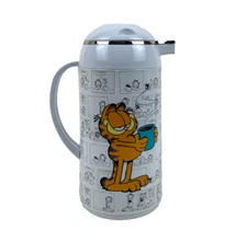 VTG Garfield Comic Thermal Beverage Carafe  1L. FLOW THROUGH PUSH BUTTON LID