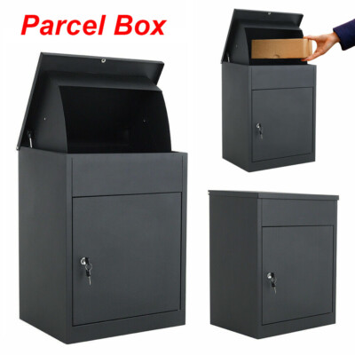 Drop Box Post Box Parcel Drop Box Large Stylish Grey Outdoor Weatherproof Mail Lockable ...