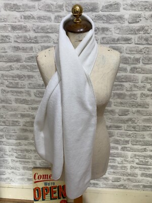 Matalan white fleece soft scarf short cosy oblong S1324 UK