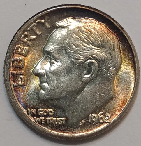 1962 Mint State Roosevelt Dime ~ Toned
