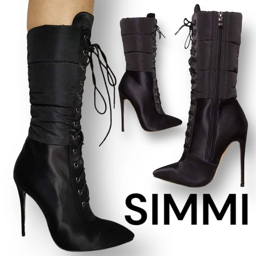 SIMMI Shoes Simmi London Jemma Black Lycra Ed Ankle Boots, $39 | Asos |  Lookastic