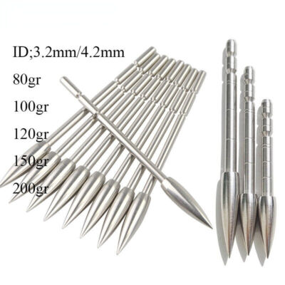 Archery Target Arrowhead Point Field Tips 80/100/120/150/200Grain ID3.2/4.2mm 
