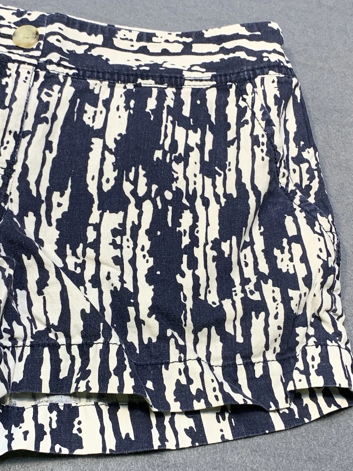 Ann Taylor Loft Casual Shorts Adult 4 Women’s blue white linen cotton - Image 3 of 4