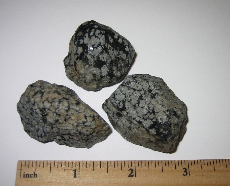 3 NATURAL ROUGH 1.1"-1.6" SNOWFLAKE OBSIDIAN VOLCANIC STONE MINERALS 102g *4 (GG