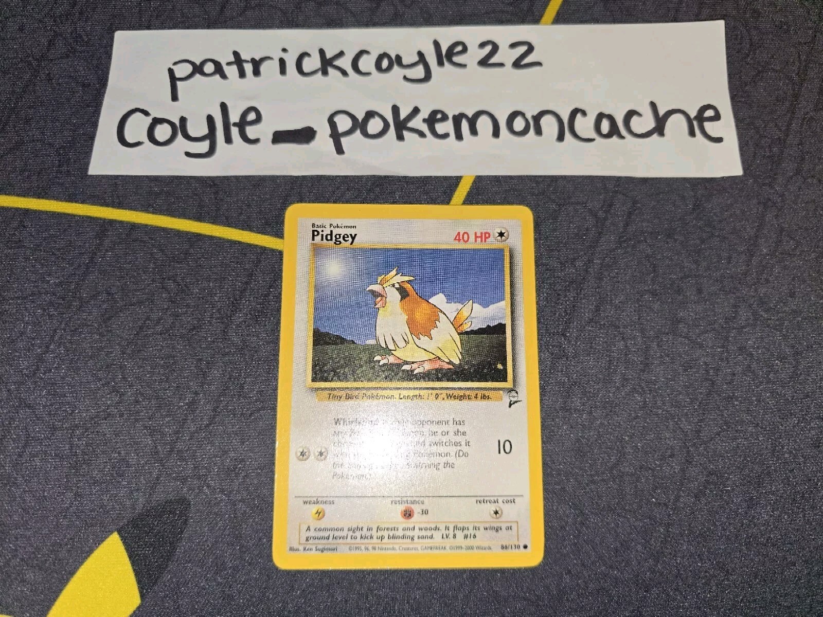 Pidgey Common Base Set 2 86/130 NM front/VLP back