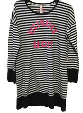 NEW Victoria's Secret VS Logo Long Sleeve Sleep Dress Shirt Small Stripes N7058