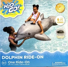  NEW Bestway H2OGO! Dolphin Kiddie Ride-On Inflatable Pool Float Over 6 Ft Long