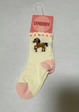NWT Vtg Gymboree Equestrian Club ivory horse socks 12-24 m shoe 5 6