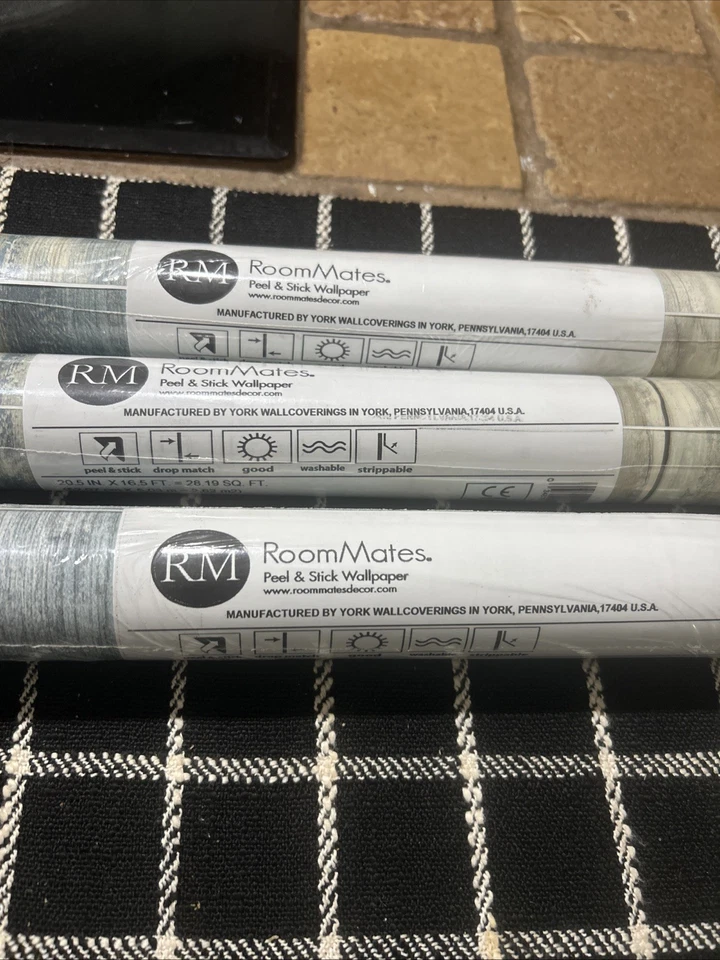 RoomMates RMK9052WP Blue Distressed Wood Peel and Stick Wall Decor Lot Of 3 Roll - Image 2 of 4