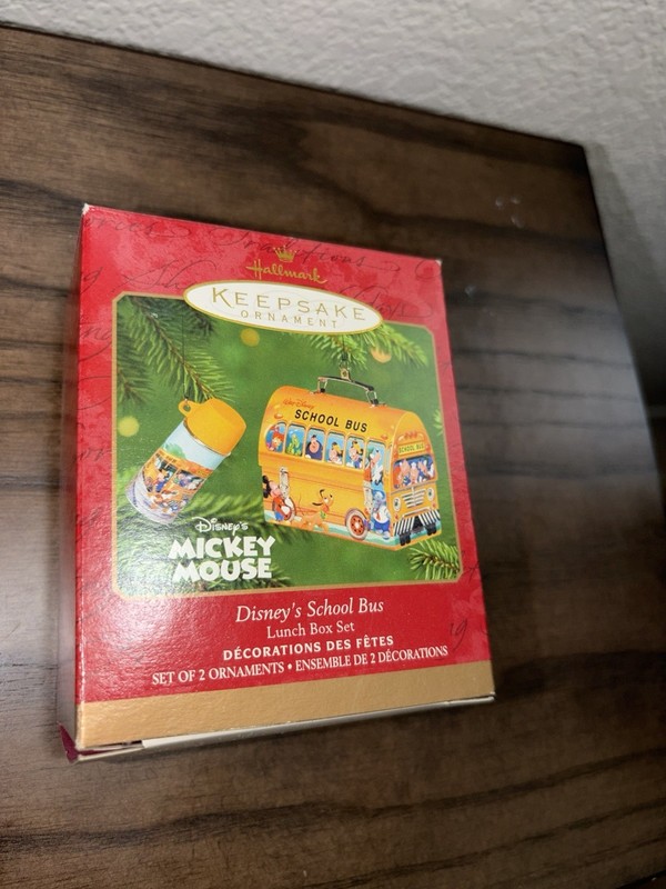 Hallmark Keepsake Mickey Mouse Disney's School Bus 2001 Lunchbox Christmas Orna