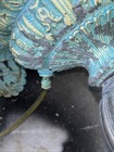 ANTIQUE RARE 3 WAY VICTORIAN TABLE LAMP CAST METAL AQUA BLUE 24” — photo 8
