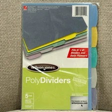 Wilson Jones 5.5x8.5in Poly Dividers Fits 3-Ring/7-Ring Mini Binders & Planners