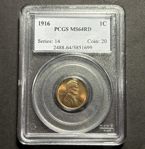 1916 Lincoln Wheat Cent — PCGS MS64 Red 🔥
