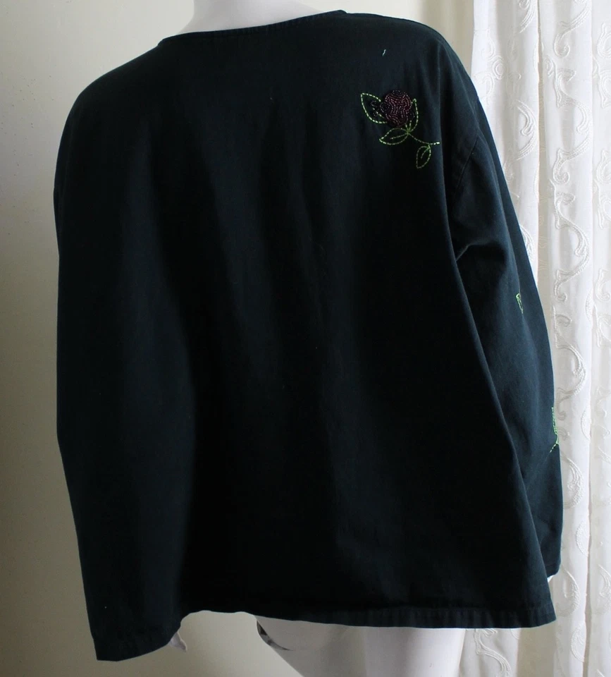 Quacker Factory Sz 3X Washed Black Charcoal LADY BUG BEADED Jacket - Image 3 of 4