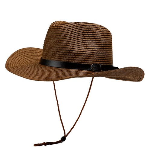 Summer Straw Visor Hat Wide Brim Sun Protection Cap Western Cowboy Hat Hiking - Picture 15 of 15