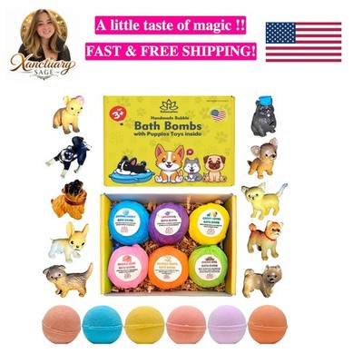 Handmade Organic Bath Bombs for Kids with Puppy Toys   Perfect Gift Set