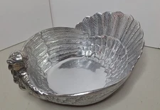Large Beautiful Arthur Court Turkey Salad Serving Bowl, Solid Aluminum