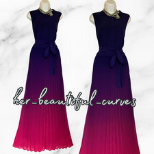 PHASE EIGHT TIE DYE PLEATED FLOOR LENGTH MAXI OCCASION PARTY DRESS SIZE 18