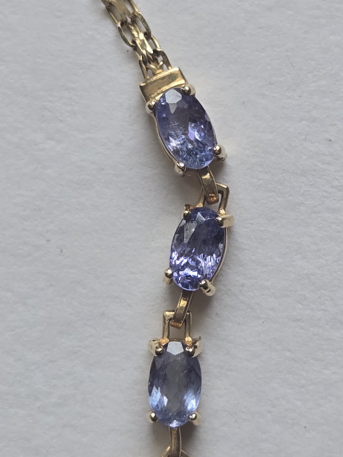 10K Solid Gold Iolite Station Double Link Bracele… - image 2