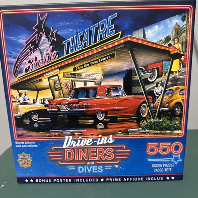 DRIVE-INS DINERS & DIVES STARLITE THEATRE 550 PIECE JIGSAW PUZZLE MASTER PIECES