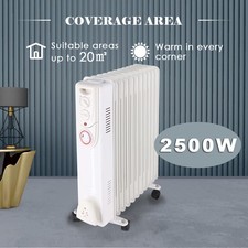 Image of Oil Filled Radiator Heater Electric With Timer 3 Heat Thermostat Portable White