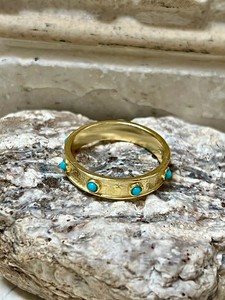 Authentic Gold Plated 8 Stone Turquoise Band Ring