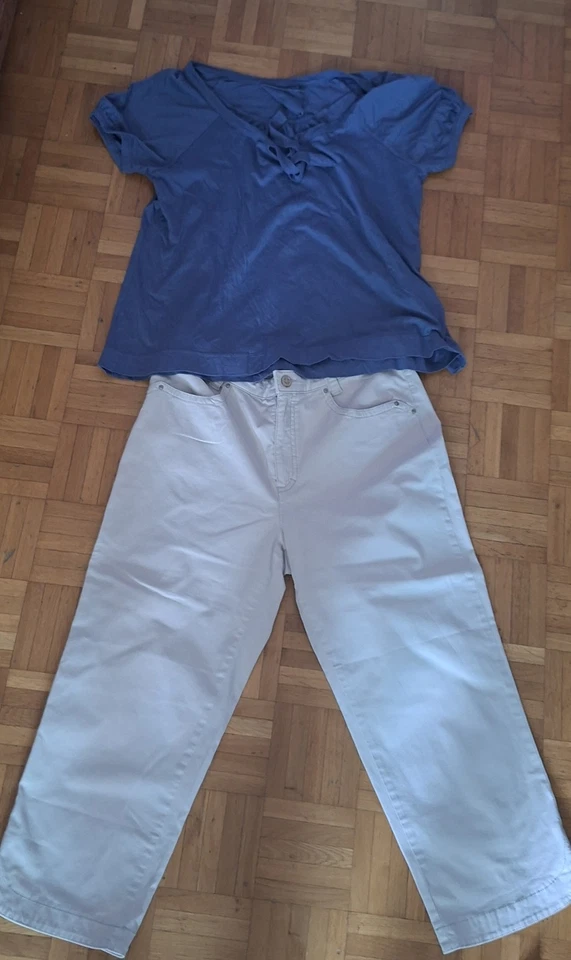 Lot : Joli Pantacourt Et T-shirt Manches Courtes Taille 40 - Photo 1/4