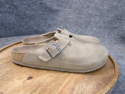 Birkenstock Boston Vegan Mens Khaki Birkibuc Slip On Clogs Size 44