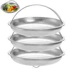 3 Pack Steamer Basket for Cooking, Micro-Perforated Strainer Colander Set, St...