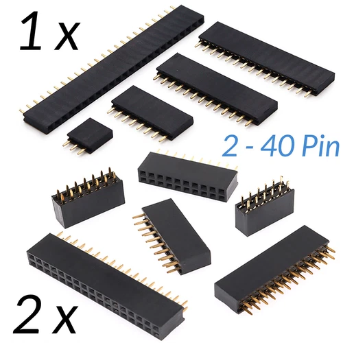 1 x 2  pin - 40 pin 2 x 2 pin - 40 pin Buchsenleiste 2,54mm Steckerleiste