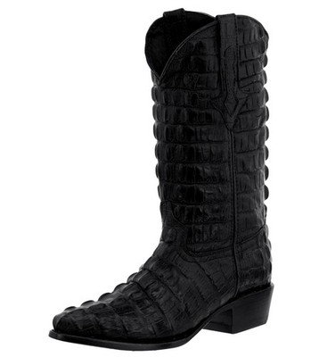 Mens Western Boots J Toe Full Alligator Tail Print Leather Black Botas