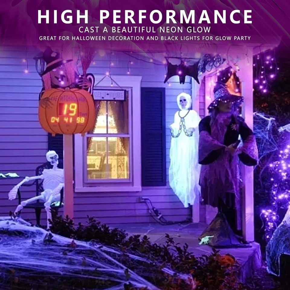 2 Pack A19 LED Black Light Bulbs,Dimmable 9W Blacklight Bulb(100W Equivalent), E - Image 2 of 4