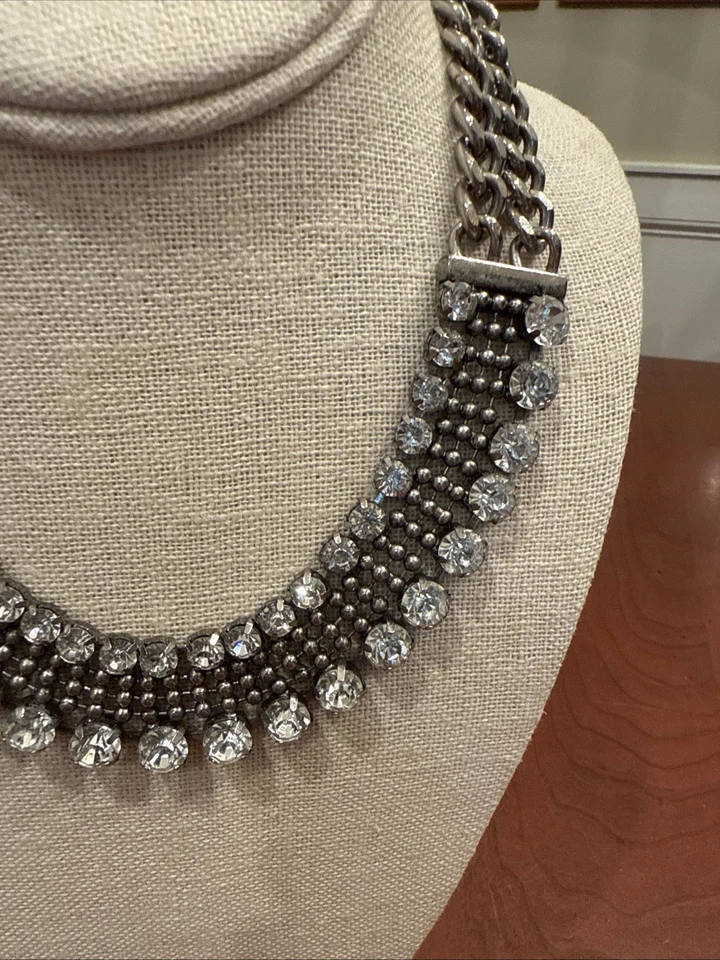 Collar Edición Limitada Rachel Zoe Caja Estilo Tono Plata Cristal Swarovski Foto 3 de 4
